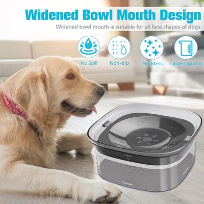 Show full view: UPSKY Spill Proof, No Splash Non-Skid Plastic Slow Feeder Dog & Cat Water Bowl, 2-L, Black slide 6 of 9