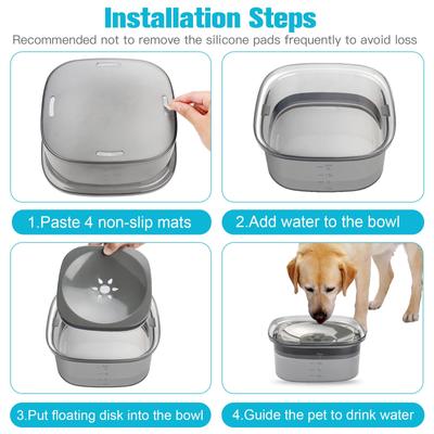 Show full view: UPSKY Spill Proof, No Splash Non-Skid Plastic Slow Feeder Dog & Cat Water Bowl, 2-L, Black slide 7 of 9