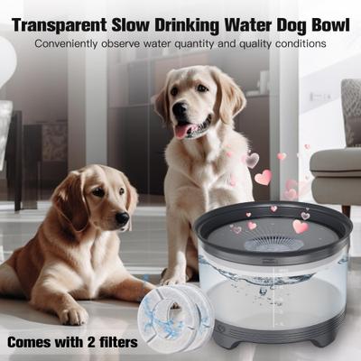 Show full view: UPSKY No Spill Anti-Slip Non-Skid Polypropylene Slow Drinking Feeder Dog & Cat Water Bowl, Grey, Large: 5.5-L slide 6 of 7