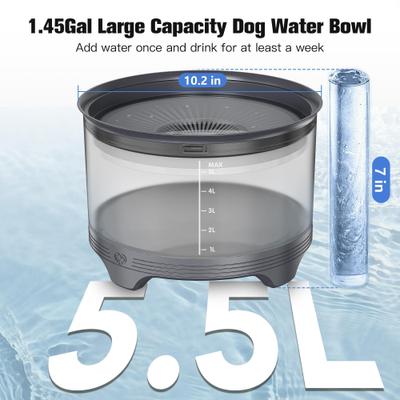 Show full view: UPSKY No Spill Anti-Slip Non-Skid Polypropylene Slow Drinking Feeder Dog & Cat Water Bowl, Grey, Large: 5.5-L slide 2 of 7
