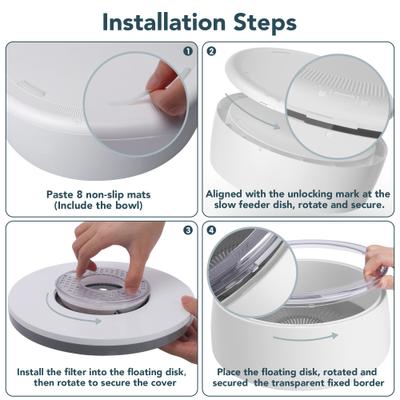 Show full view: UPSKY No Spill Splash Proof Non-Skid Plastic Slow Feeder Mat Dog & Cat Bowl, Grey, Large: 3-L slide 6 of 7