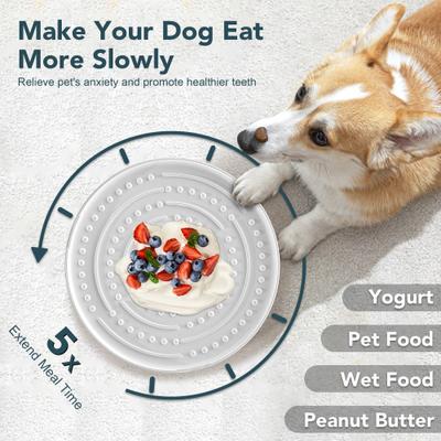 Show full view: UPSKY No Spill Splash Proof Non-Skid Plastic Slow Feeder Mat Dog & Cat Bowl, Grey, Large: 3-L slide 5 of 7