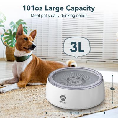 Show full view: UPSKY No Spill Splash Proof Non-Skid Plastic Slow Feeder Mat Dog & Cat Bowl, Grey, Large: 3-L slide 2 of 7