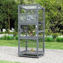 Coziwow Upgraded Aviary On Wheels Wood Bird Cage, Gray, 68-in slide 2 of 9