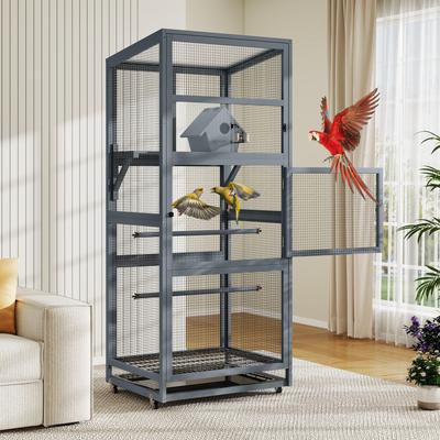 Show full view: Coziwow Upgraded Aviary On Wheels Wood Bird Cage, Gray, 68-in slide 9 of 11