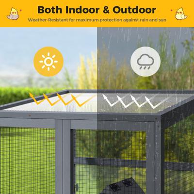 Show full view: Coziwow Upgraded Aviary On Wheels Wood Bird Cage, Gray, 68-in slide 2 of 11