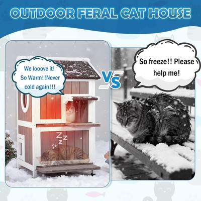 Show full view: FunXplore 2 Story Wooden Outdoor Cat House, Grey slide 2 of 8