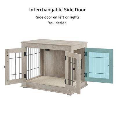 Show full view: Unipaws Wooden Wire Furniture End Table Dog Crate, Weathered Gray, Small slide 4 of 7
