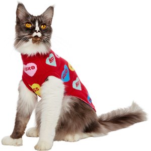 Frisco Valentine's Conversation Candy Heart Dog & Cat Sweater, X-Small