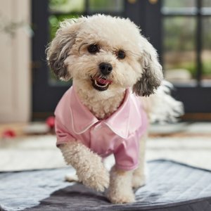 Frisco Valentine's Satin Dog & Cat Pajama Shirt with Heart Buttons, Small