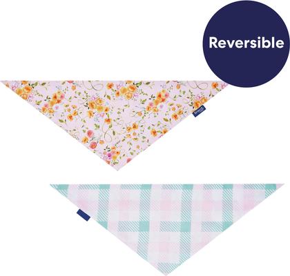 Show full view: Frisco Spring Floral & Gingham Reversible Dog & Cat Bandana, X-Small/Small slide 4 of 10