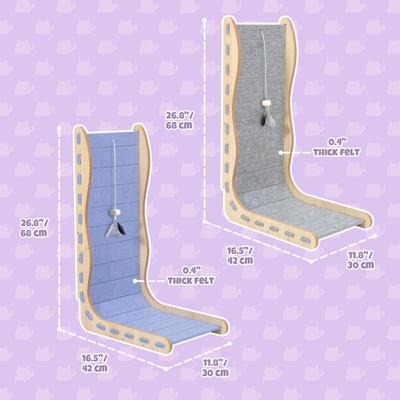 Show full view: Happy & Polly Modern Felt L-Shaped Cat Scratching Toy, Set of 2, Grey/Purple slide 9 of 9