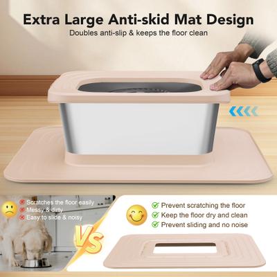 Show full view: Decflow 10-L Stainless Steel No Spill Anti-Splash Dog Water Bowl with XX-Large Silicone Mat, Beige slide 5 of 10