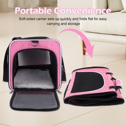 DOPZER Soft-Sided Collapsible & Washable Travel Dog & Cat Carrier, 18.1 x 11.8 x 11.8-in, Pink slide 2 of 9