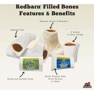 Redbarn Large Peanut Butter Filled Bones Dog Treats, case of 15