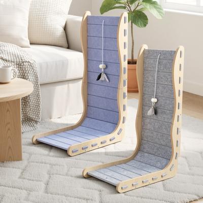 Show full view: Happy & Polly Modern Felt L-Shaped Cat Scratching Toy, Set of 2, Grey/Purple slide 4 of 9