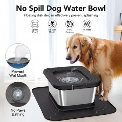 Show full view: Decflow 10-L Stainless Steel No Spill Anti-Splash Dog Water Bowl with XX-Large Silicone Mat, Black slide 4 of 10