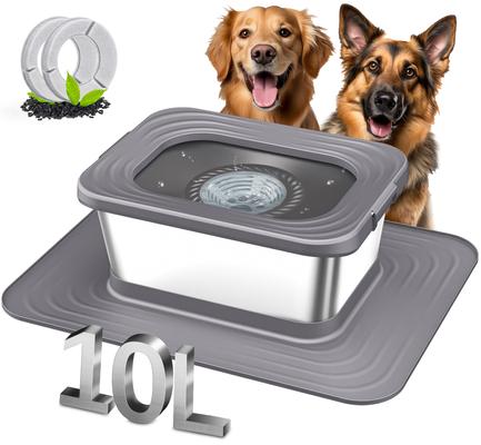 Show full view: Decflow 10-L Stainless Steel No Spill Anti-Splash Dog Water Bowl with XX-Large Silicone Mat, Grey slide 2 of 10