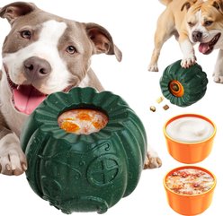 KADTC 3 in 1 Pumpkin Fillable Freeze Enrichment Dog Treat Dispenser Chew Toy
