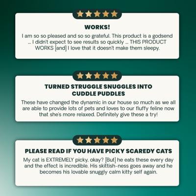 Show full view: VetriScience Composure Calm & Confident Chicken Liver Flavored Soft Chews Calming Supplement for Cats, 30 count slide 8 of 12