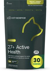 VetriScience Nu Cat Senior 27+ Active Health Fish Flavored Chews Soft Chews Multivitamin for Cats, 30 count