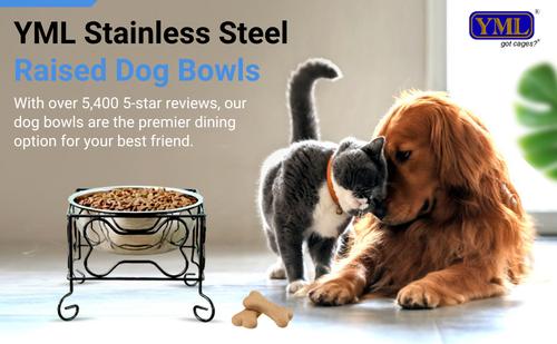 Show full view: YML Wrought Iron Stand with Stainless Steel Dog Bowl, Medium slide 4 of 8