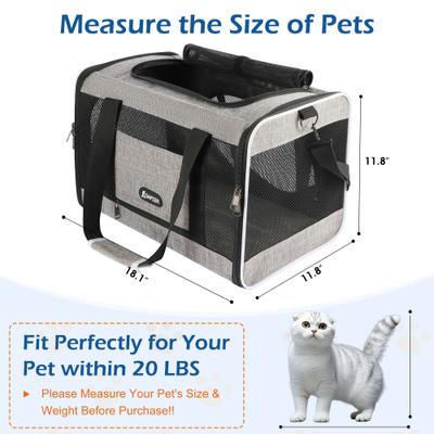 Show full view: Gapzer Soft-Sided Collapsible & Washable Travel Dog & Cat Carrier, 18.1 x 11.8 x 11.8-in, Grey slide 3 of 10