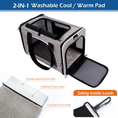 Show full view: Gapzer Soft-Sided Collapsible & Washable Travel Dog & Cat Carrier, 18.1 x 11.8 x 11.8-in, Grey slide 7 of 10