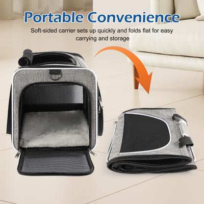 Show full view: Gapzer Soft-Sided Collapsible & Washable Travel Dog & Cat Carrier, 18.1 x 11.8 x 11.8-in, Grey slide 4 of 10