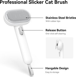 aumuca Self Cleaning Cat Slicker Brush, Green/White, 2 count slide 2 of 9