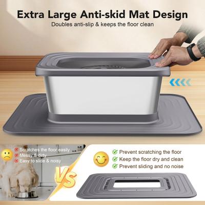 Show full view: Decflow 10-L Stainless Steel No Spill Anti-Splash Dog Water Bowl with XX-Large Silicone Mat, Grey slide 5 of 10