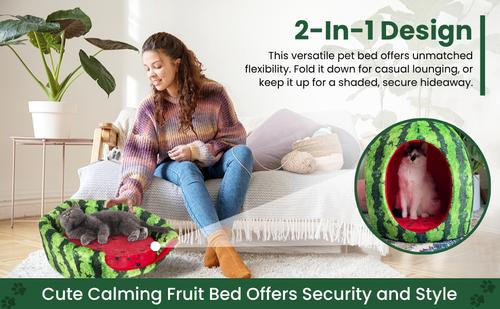 Show full view: YML Watermelon Cat & Dog Bed, Green & Red, Small slide 9 of 10