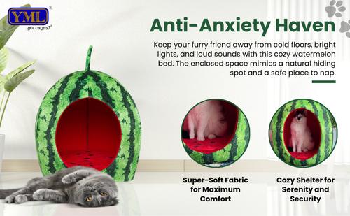 Show full view: YML Watermelon Cat & Dog Bed, Green & Red, Small slide 8 of 10