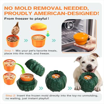 Show full view: KADTC 3 in 1 Pumpkin Fillable Freeze Enrichment Dog Treat Dispenser Chew Toy slide 5 of 8