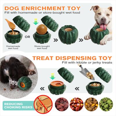 Show full view: KADTC 3 in 1 Pumpkin Fillable Freeze Enrichment Dog Treat Dispenser Chew Toy slide 4 of 8