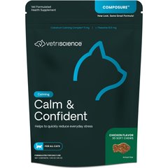 VetriScience Composure Calm & Confident Chicken Liver Flavored Soft Chews Calming Supplement for Cats, 30 count