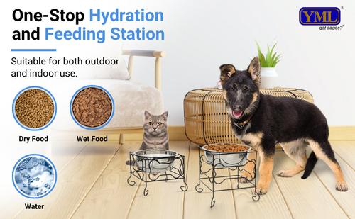 Show full view: YML Wrought Iron Stand with Stainless Steel Dog Bowl, Medium slide 6 of 8