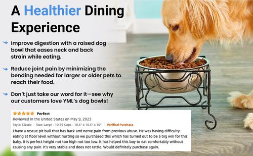 Show full view: YML Wrought Iron Stand with Stainless Steel Dog Bowl, Medium slide 5 of 8