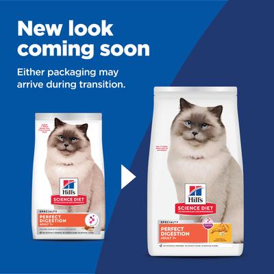 Show full view: Hill's Science Diet Senior Adult 7+ Perfect Digestion Chicken Dry Cat Food, 6-lb bag slide 3 of 13