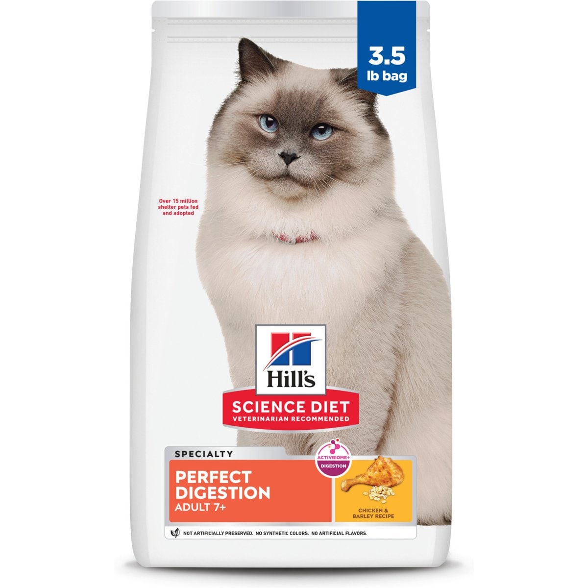 Hill's Science Diet Senior Adult 7+ Perfect Digestion Chicken Dry Cat Food, 3.5-lb bag