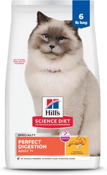 Hill's Science Diet Senior Adult 7+ Perfect Digestion Chicken Dry Cat Food, 6-lb bag