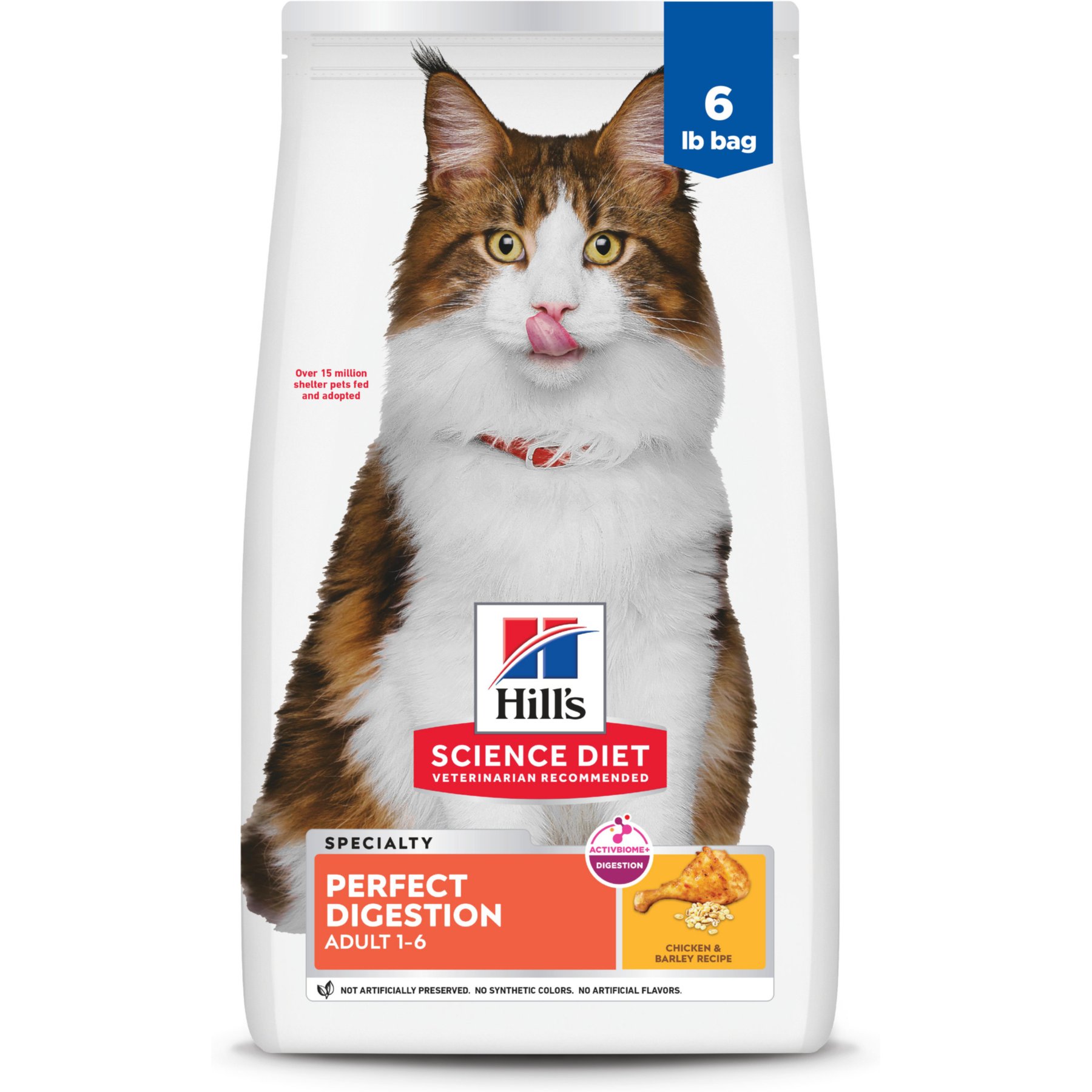 Hill's Science Diet Adult Perfect Digestion Chicken, Barley, & Whole Oats Recipe Dry Cat Food, 6-lb bag