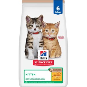 Hill's Science Diet Kitten Chicken & Brown Rice Recipe No Corn, Wheat or Soy Dry Cat Food, 6-lb bag