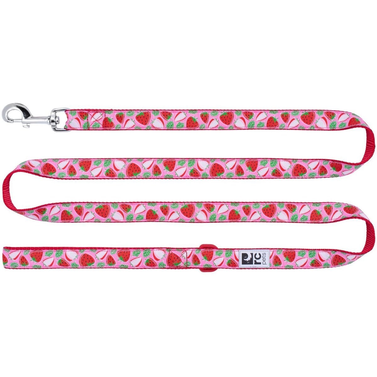 RC Pets Nylon, Polyester & Coated Metal Reflective Label Dog Leash, Strawberries, 6-ft long, 1-in wide