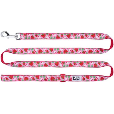 RC Pets RC Pets Nylon, Polyester & Coated Metal Reflective Label Dog Leash, Strawberries, 6-ft long, 1-in wide