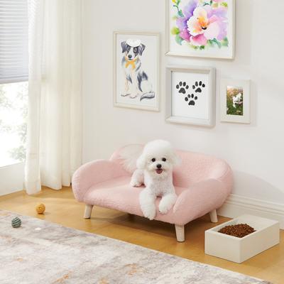 Show full view: Sam's Pets Akkeri Boucle Couch Dog Bed, Pink, Small: 29-in slide 4 of 8