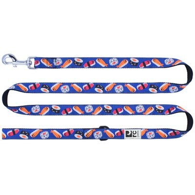 RC Pets RC Pets Nylon, Polyester & Coated Metal Reflective Label Dog Leash, Sushi, 6-ft long, 3/4-in wide