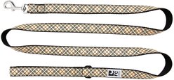 RC Pets Nylon, Polyester & Coated Metal Reflective Label Dog Leash, Tan Tartan, 6-ft long, 3/4-in wide