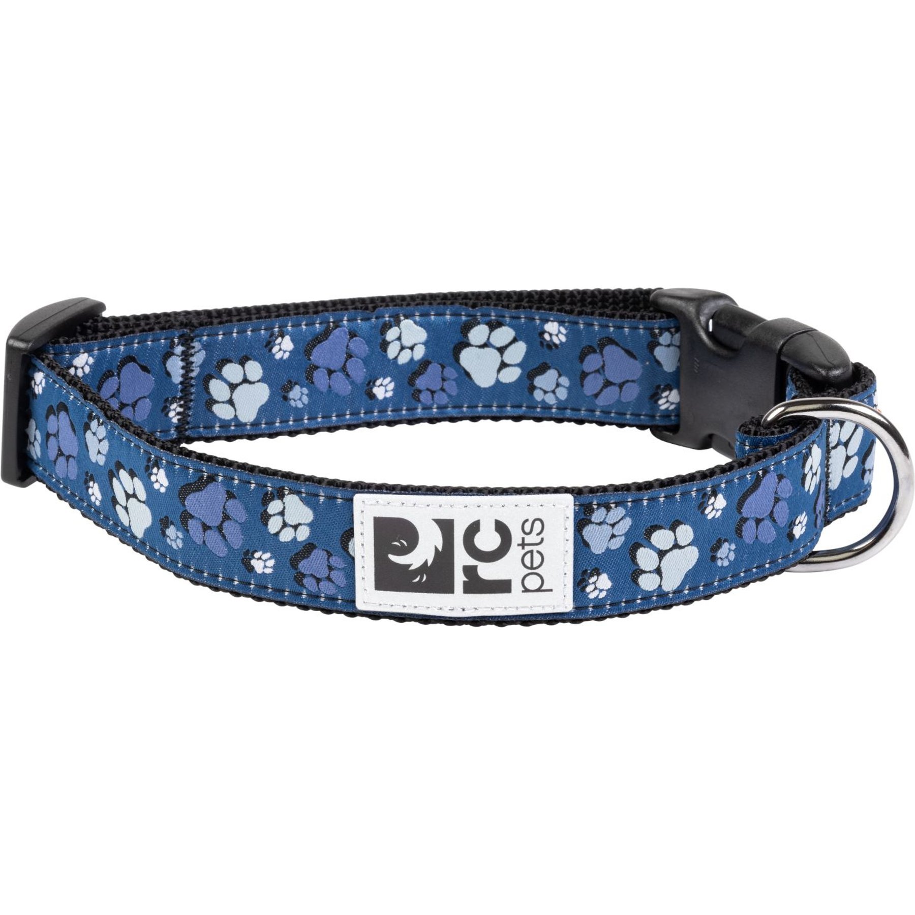 RC Pets Fresh Tracks Blue Dog Collar, X-Small: 7 to 9-in neck, 5/8-in wide