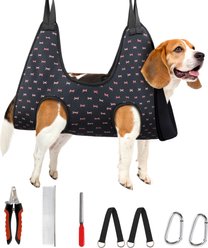 Supet Dog Grooming Hammock for Nail Trimming, Black, Large